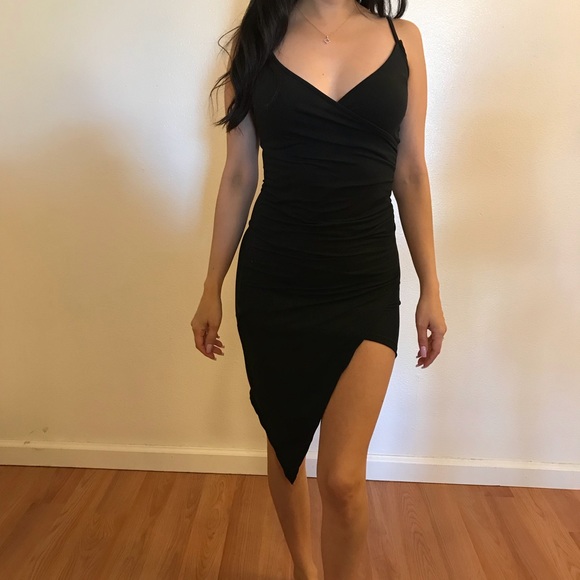 Dresses & Skirts - •RESTOCKED• Plunging Asymmetrical Hem Mini Dress